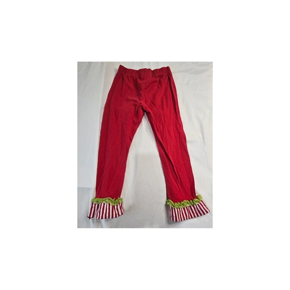 Rare Editions Girls Red Reindeer Ruffle Tunic and Leggings Christmas Set Size 4T